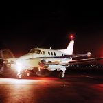 small aircraft at night